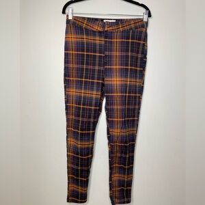 We The Free People Pants Size 30 Orange Plaid Print Skinny